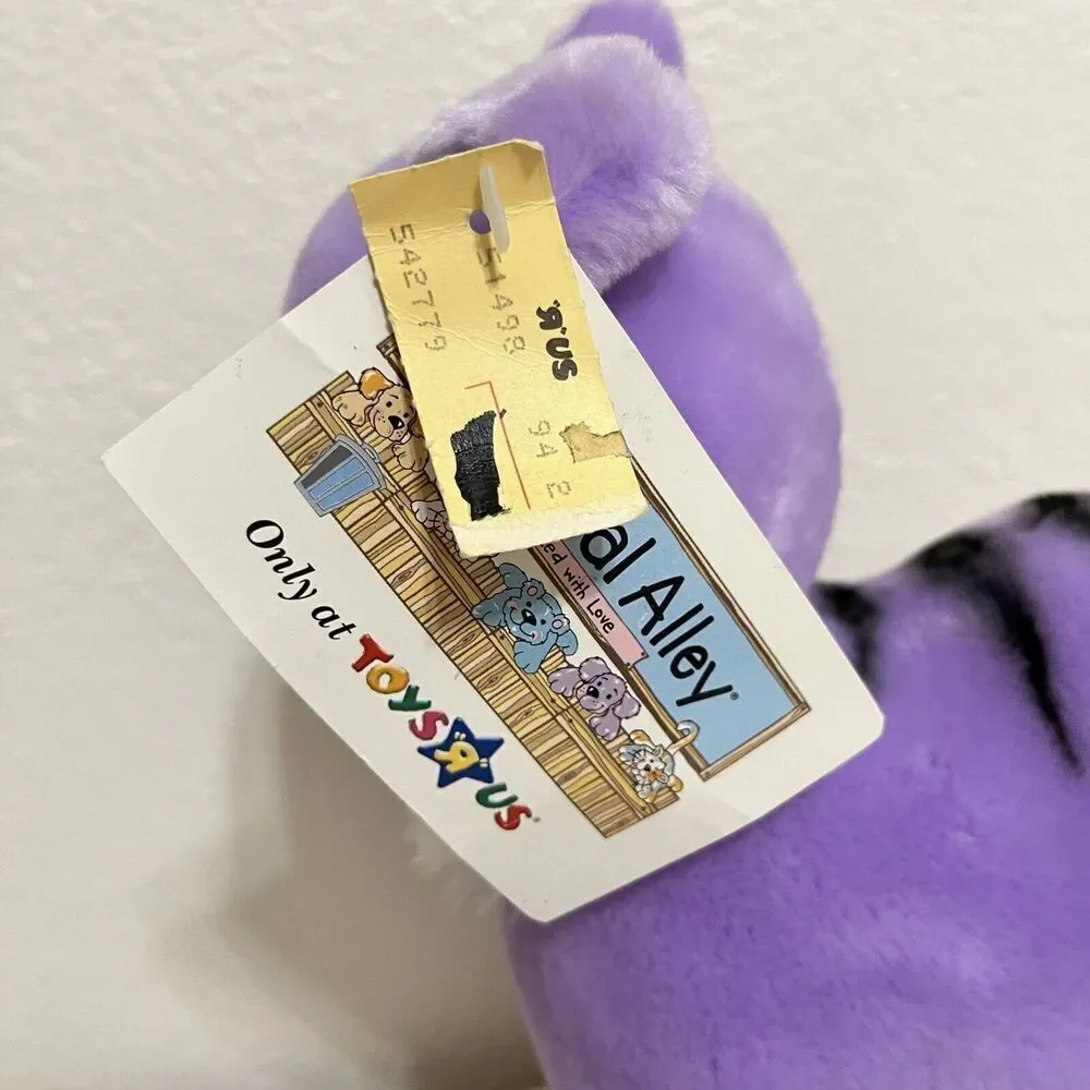 Vintage Animal Alley Toys R Us Purple Cat Plush Stuffed Animal Posable 2000 TAGS